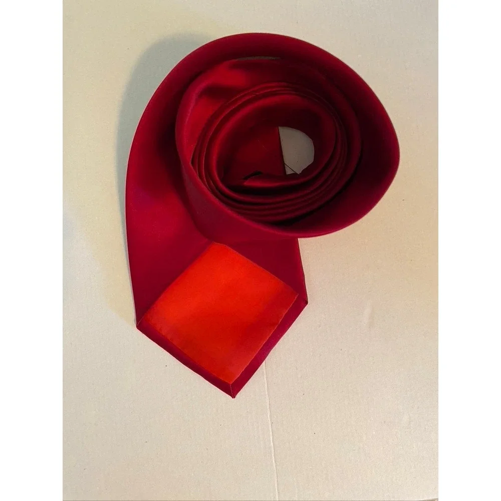 Boston Traders Mens Red Silk Necktie Solid Classic Formal Business Tie